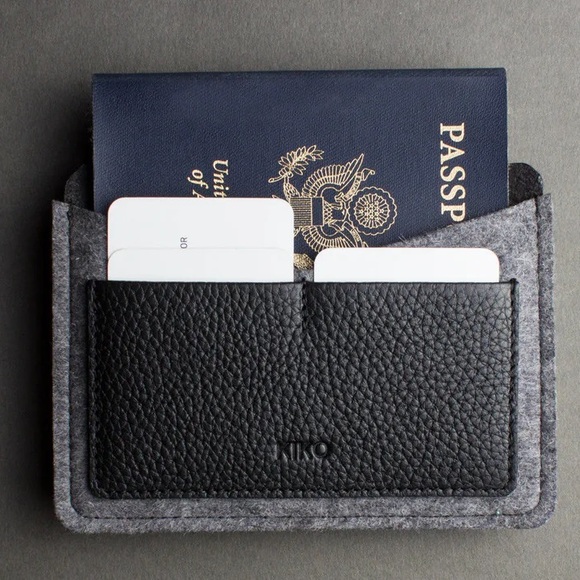Kiko Accessories - Kiko Leather Passport Holder Black New